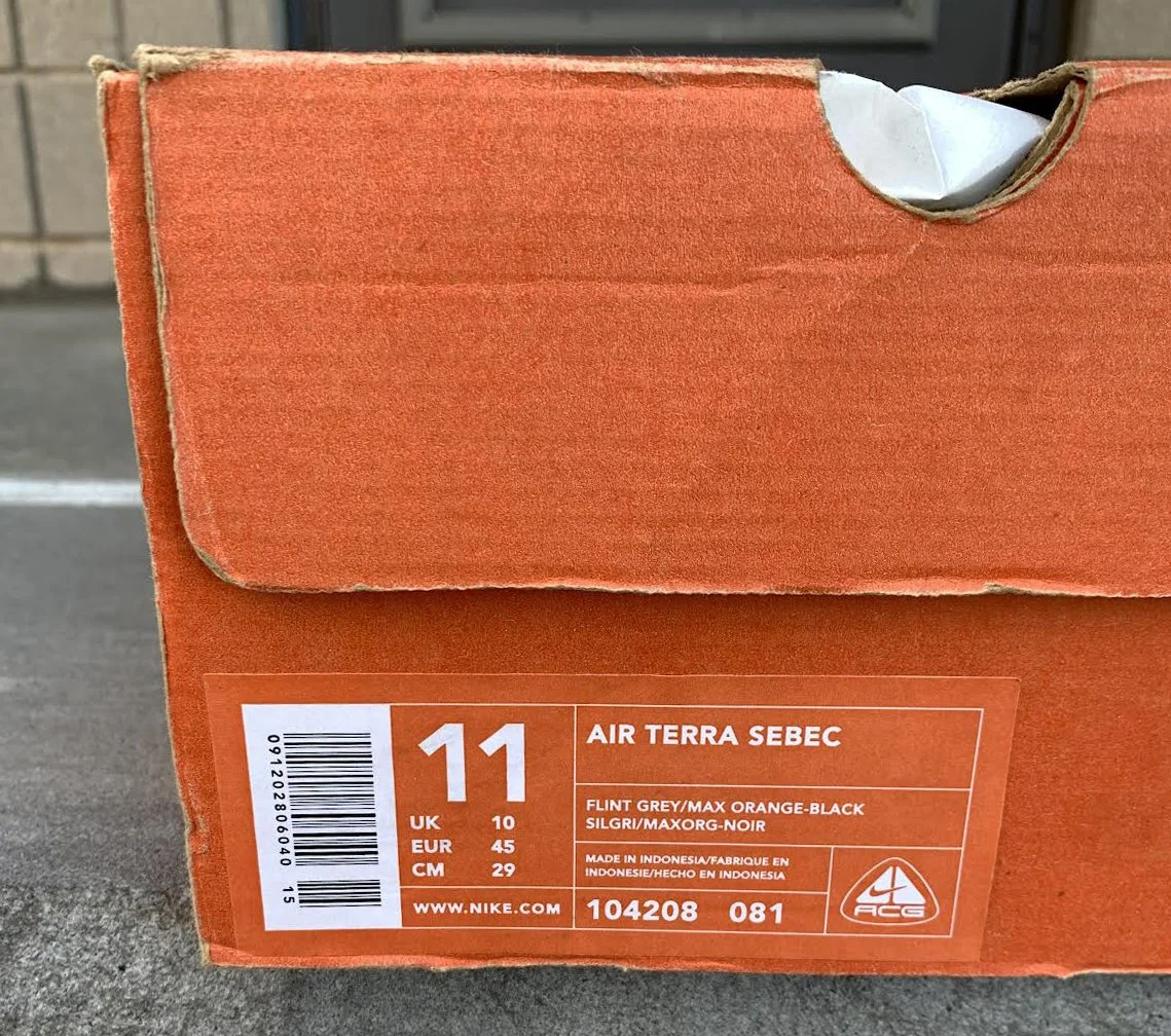 Nike Air Terra Sebec ACG Flint Grey / Max Orange / Black DS — RootsBK